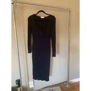 Treasure & Bond navy ribbed bodycon maxi midi dress